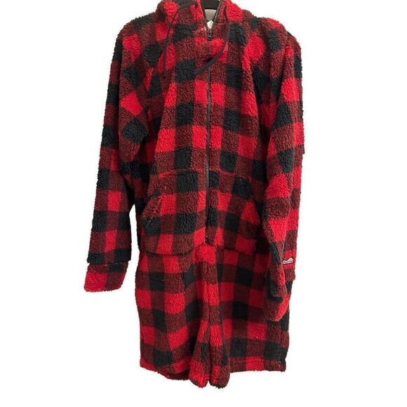 NWT Chubbies The Lumberjack Of All Trades Men's Fleece Romper Red Black Size M - Picture 2 of 13